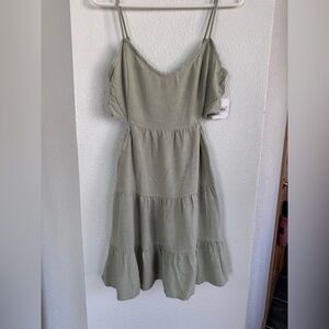 Altar'd State Sage Green Midi Cutout Dress